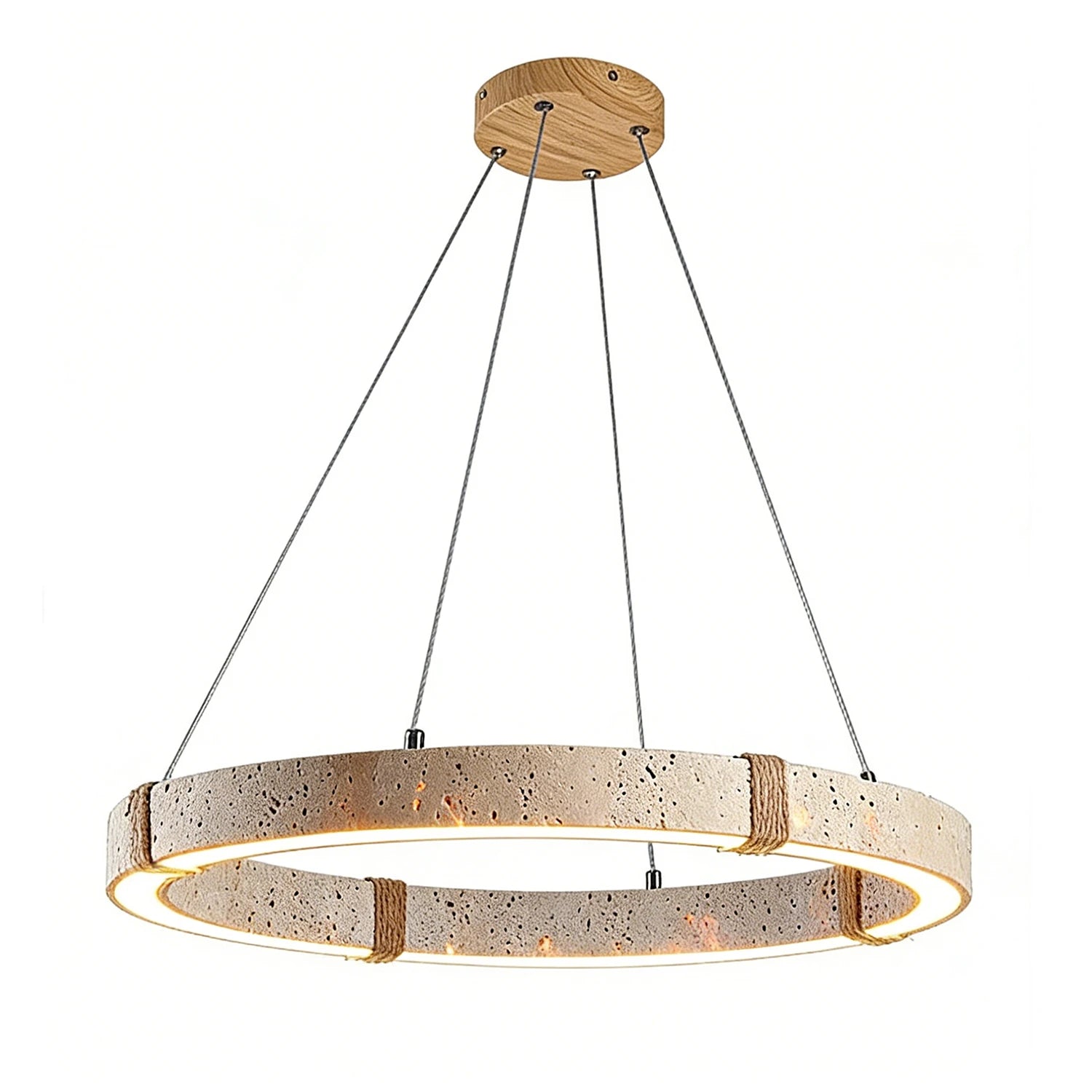 Contemporary Resin Circle Chandelier - Dark Walnut Canopy | HoaiLamp