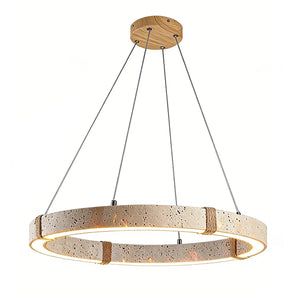 Contemporary Resin Circle Chandelier - Dark Walnut Canopy | HoaiLamp