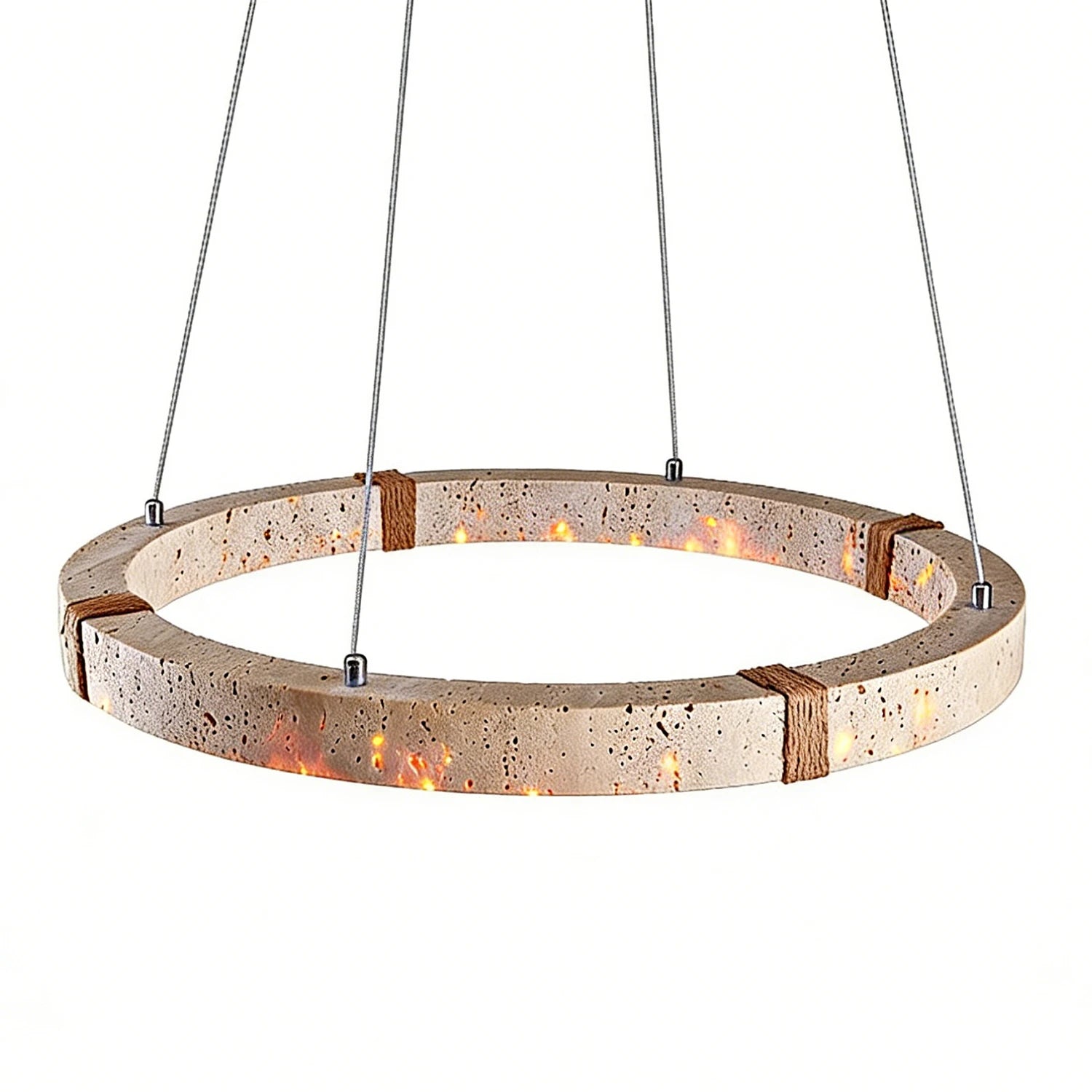 Textured Resin Ring Pendant - Industrial Cable Suspension | HoaiLamp