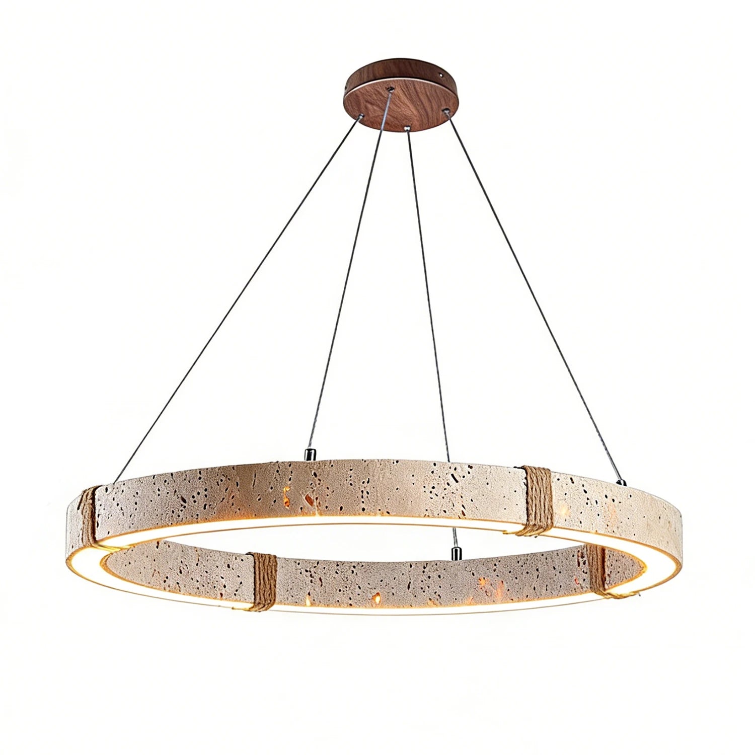 Wabi-Sabi Resin Halo Pendant - Warm LED Ring Light | HoaiLamp