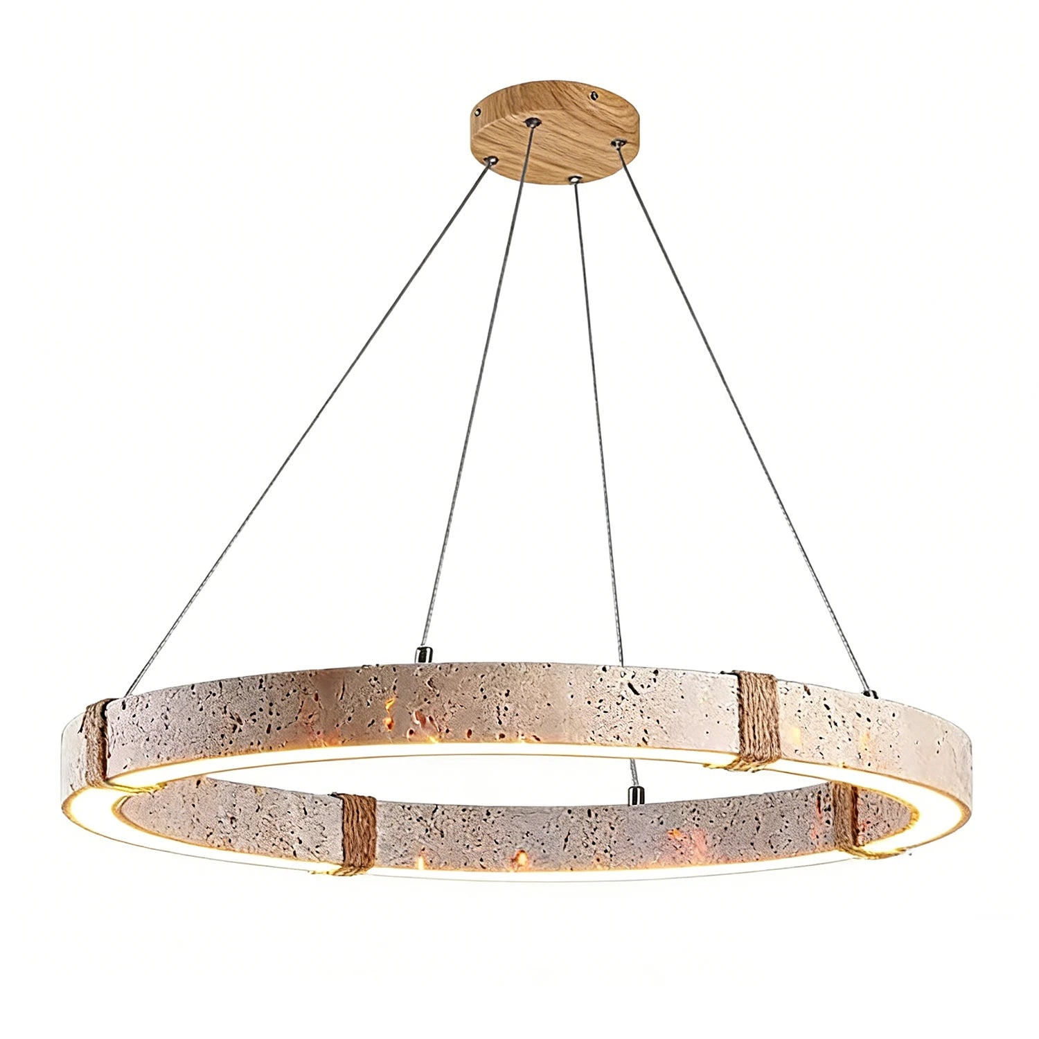 Wabi-Sabi Resin Halo Pendant - Warm LED Ring Light | HoaiLamp