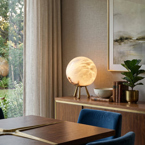 Romy Alabaster Table Lamp - Elegant Dining Room Buffet Display | HoaiLamp