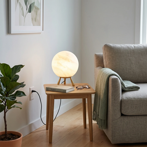 Romy Alabaster Table Lamp - Scandinavian Living Room Side Table | HoaiLamp