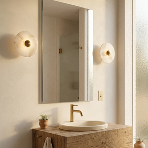 Round Alabaster Wall Lamp - Contemporary Bathroom Vanity | HoaiLamp