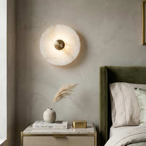 Round Alabaster Wall Lamp - Serene Bedside Glow | HoaiLamp
