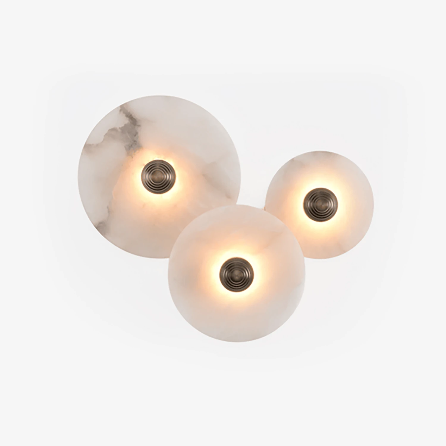 Round Alabaster Wall Lamp - Trio Sculptural Composition | HoaiLamp