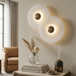 Round Alabaster Wall Lamp - Cozy Living Corner | HoaiLamp