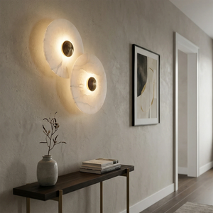 Round Alabaster Wall Lamp - Gallery Hallway Focal | HoaiLamp