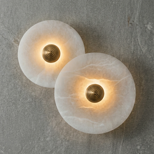 Round Alabaster Wall Lamp - Industrial Stucco Accent | HoaiLamp