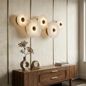 Round Alabaster Wall Lamp - Retro Living Room Statement | HoaiLamp