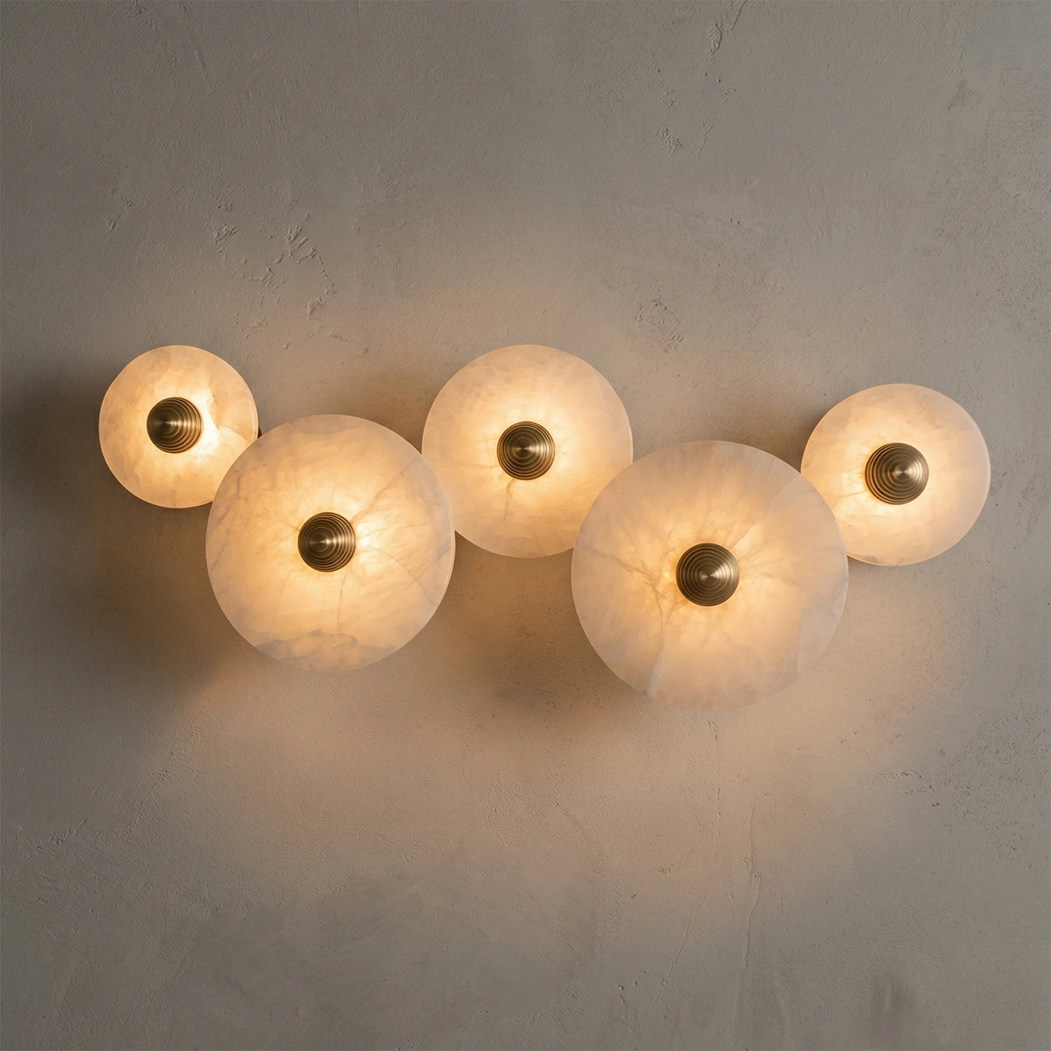 Round Alabaster Wall Lamp - Panoramic Horizon Glow | HoaiLamp