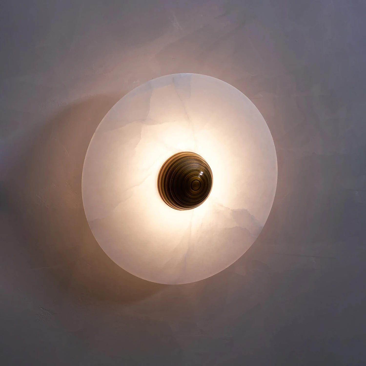 Round Alabaster Wall Lamp - Warm Halo Effect | HoaiLamp