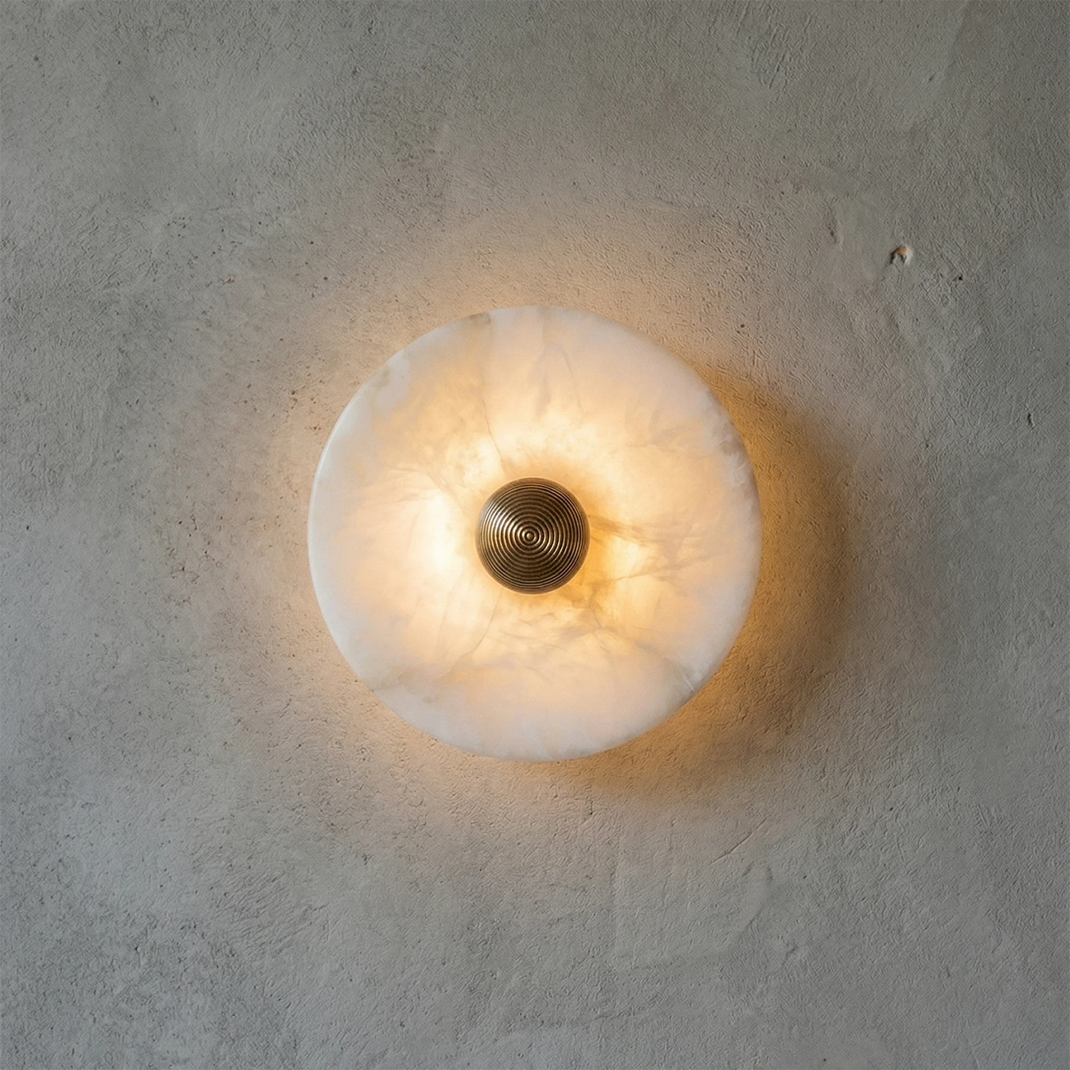 Round Alabaster Wall Lamp - Soft Orbital Radiance | HoaiLamp