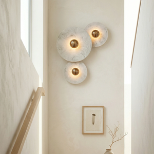 Round Alabaster Wall Lamp - Architectural Staircase Trio | HoaiLamp