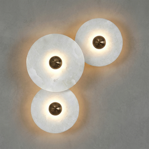 Round Alabaster Wall Lamp - Trio Vertical Balance | HoaiLamp