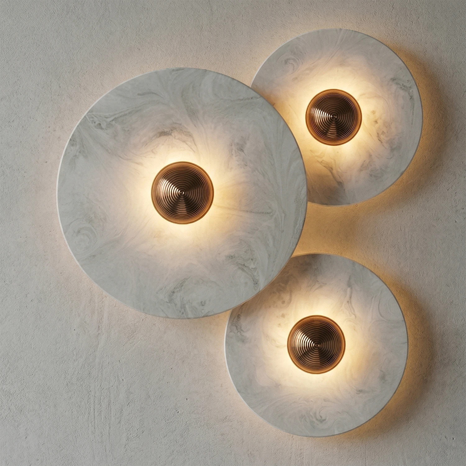 Round Alabaster Wall Lamp - Large & Small Tiered Harmony | HoaiLamp