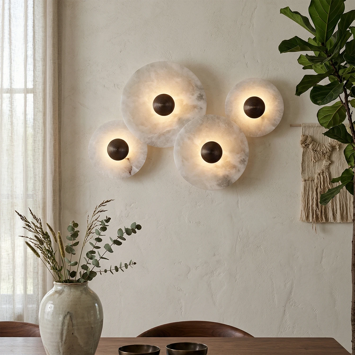 Round Alabaster Wall Lamp - Modern Dining Cluster | HoaiLamp