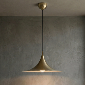 Sami Trumpet Pendant Light - Antique Brushed Brass Warm Luxury Slate Background | HoaiLamp