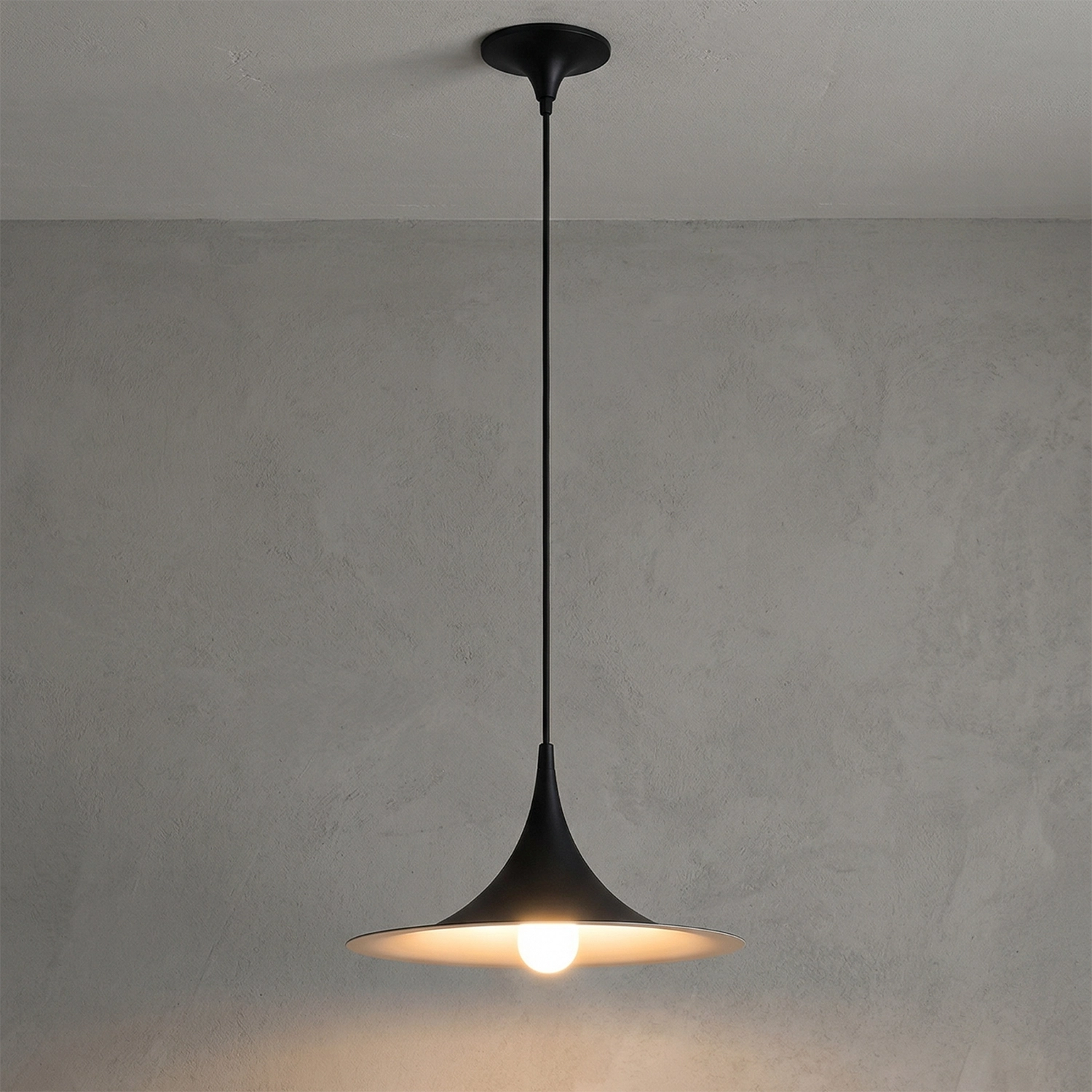 Sami Trumpet Pendant Light - Dark Charcoal Silhouette Under-Glow Ambiance | HoaiLamp