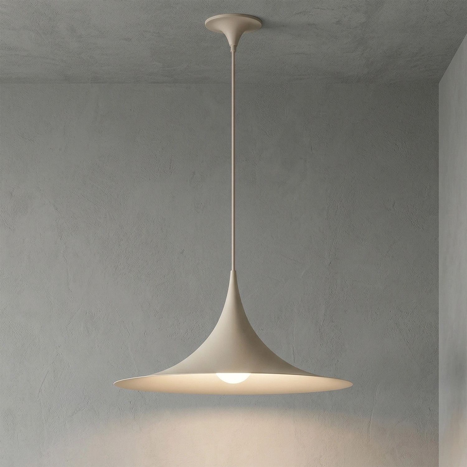 Sami Trumpet Pendant Light - Subtle Apricot Beige Contemporary Grey Corner | HoaiLamp