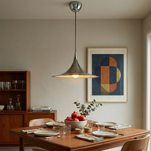 Sami Trumpet Pendant Light - Mid-Century Silver Chrome Dining Room Gallery | HoaiLamp