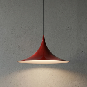 Sami Trumpet Pendant Light - Retro Crimson Red Bottom Glow Cement Backdrop | HoaiLamp