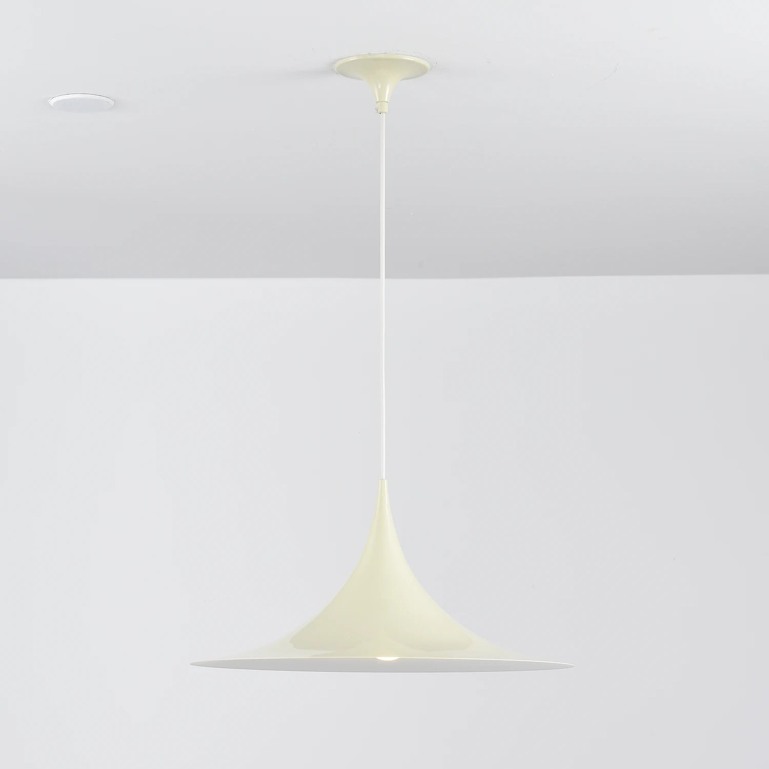 Sami Trumpet Pendant Light - Nordic Pale Cream High Angle Product Showcase | HoaiLamp