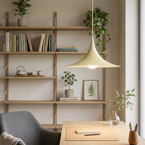Sami Trumpet Pendant Light - Elegant Pale Yellow Bookshelf Desk Task Ambiance | HoaiLamp