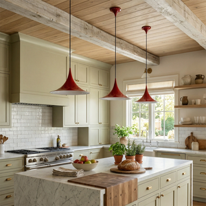 Sami Trumpet Pendant Light - Rustic Kitchen Island Triple Linear Pendant | HoaiLamp