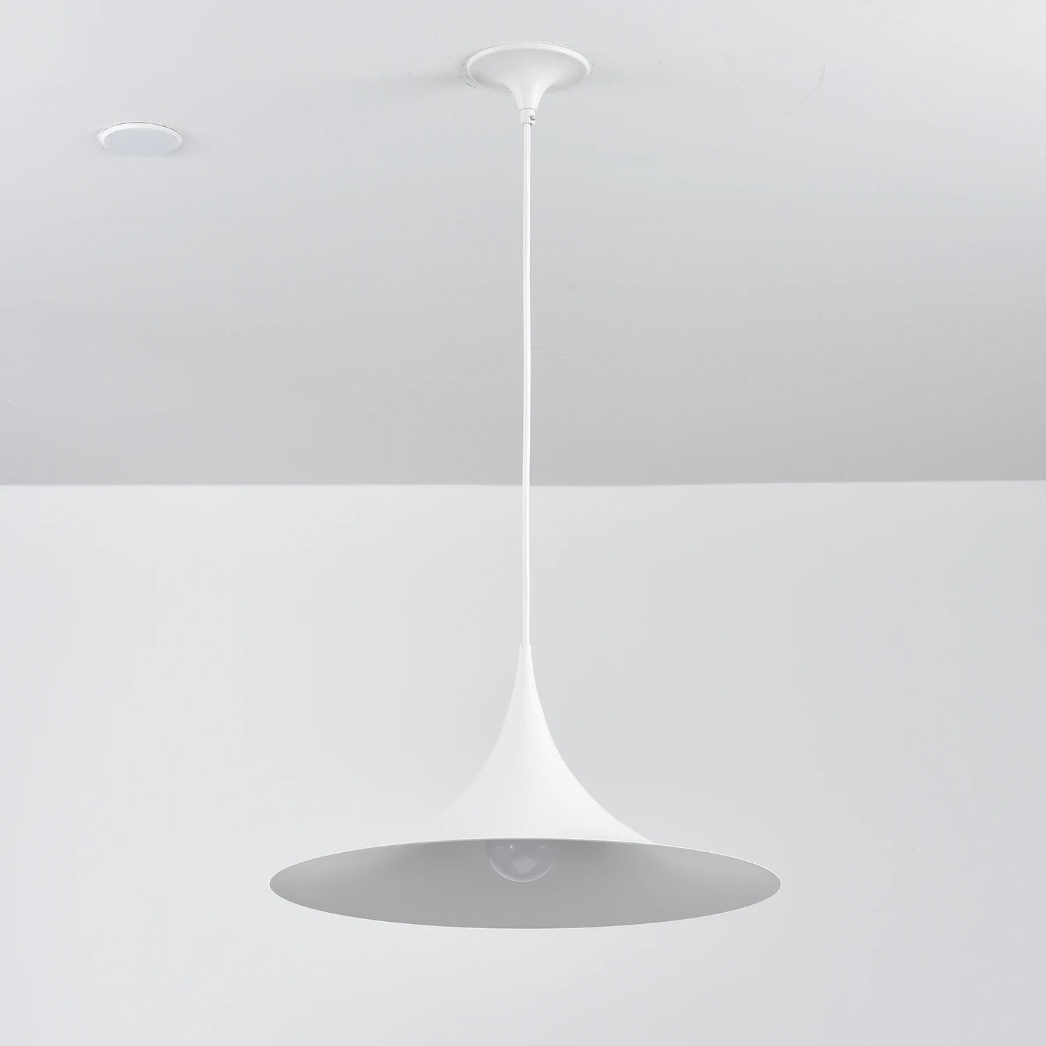 Sami Trumpet Pendant Light - Classic Matte White Shadowless Commercial Display | HoaiLamp