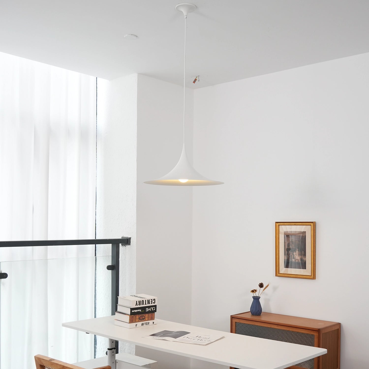 Sami Trumpet Pendant Light - Minimalist High Ceiling Loft Workspace Long Table | HoaiLamp
