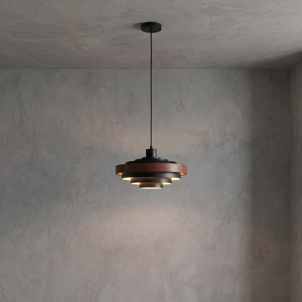 Saturno Tiered Ring Pendant Light - Concrete Wall Setting Option 6 | HoaiLamp