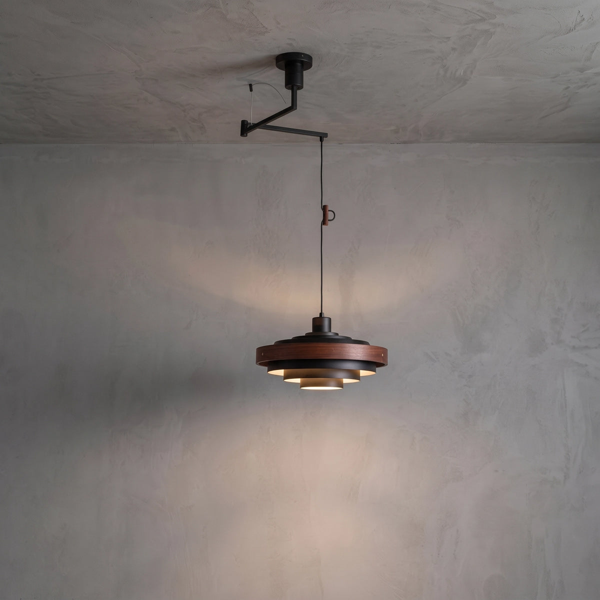 Saturno Tiered Ring Pendant Light - Concrete Wall Setting Option 8 | HoaiLamp