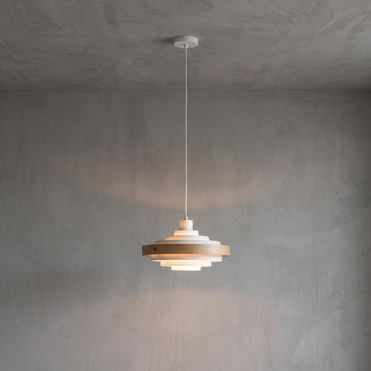 Saturno Tiered Ring Pendant Light - Concrete Wall Setting Option 7 | HoaiLamp