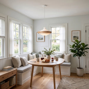 Saturno Tiered Ring Pendant Light - Nook Round Table Scene | HoaiLamp