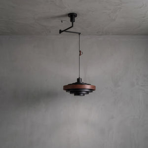 Saturno Tiered Ring Pendant Light - Concrete Wall Setting Option 3 | HoaiLamp