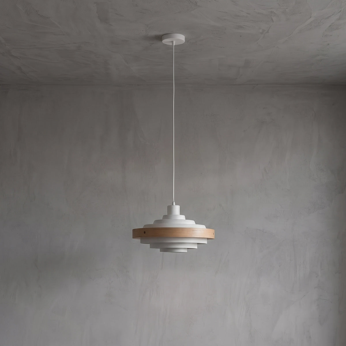 Saturno Tiered Ring Pendant Light - Concrete Wall Setting Option 2 | HoaiLamp