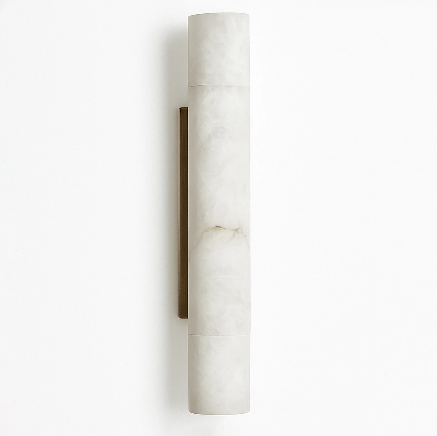 Selene Alabaster Column Sconce-Bar Linear Chandelier - Studio White Background Short Cylinder Brass Finish Unlit | HoaiLamp