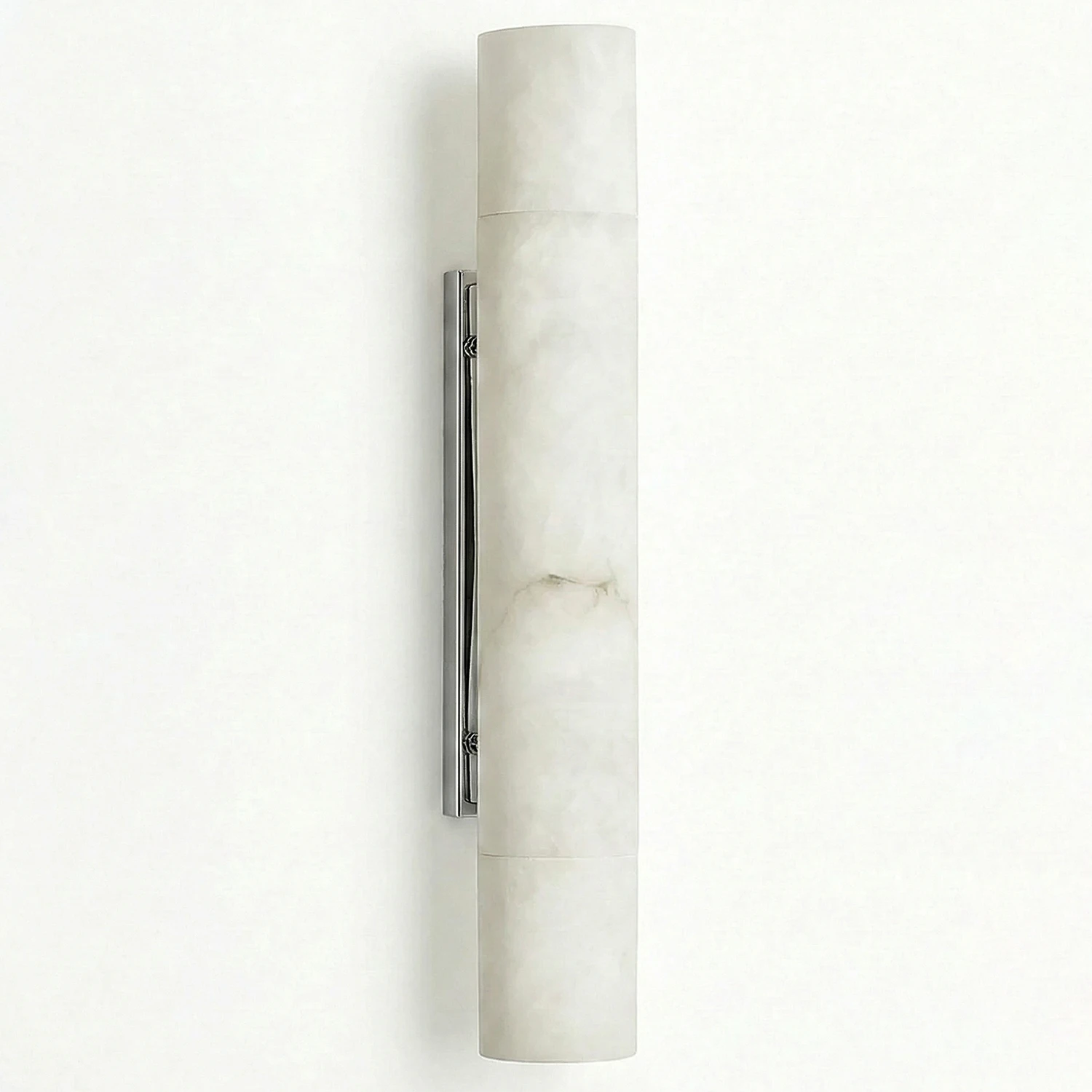Selene Alabaster Column Sconce-Bar Linear Chandelier - Studio White Background Short Cylinder Chrome Finish Unlit | HoaiLamp