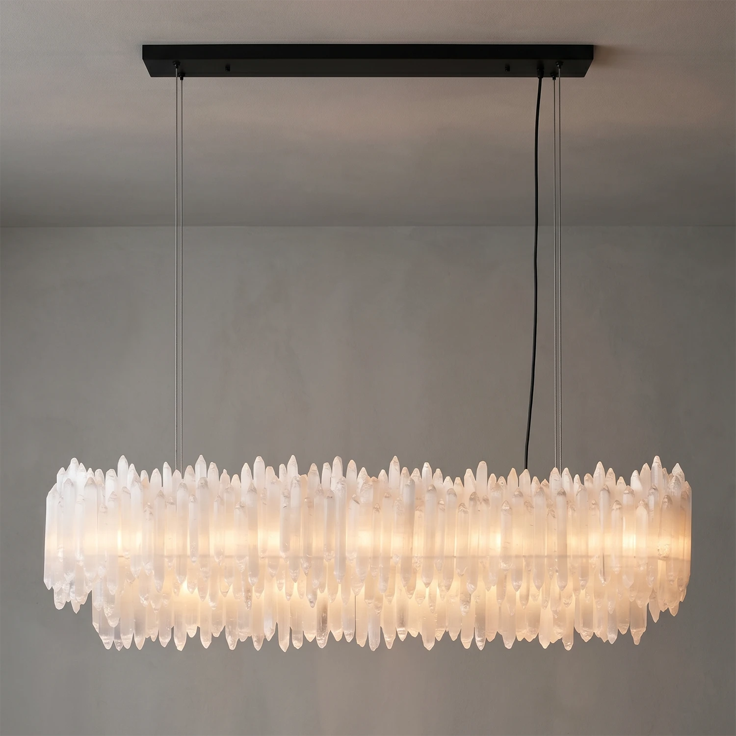 Montfaucon Linear Chandelier - Matte Black Industrial Elegance for Minimalist Spaces | HoaiLamp
