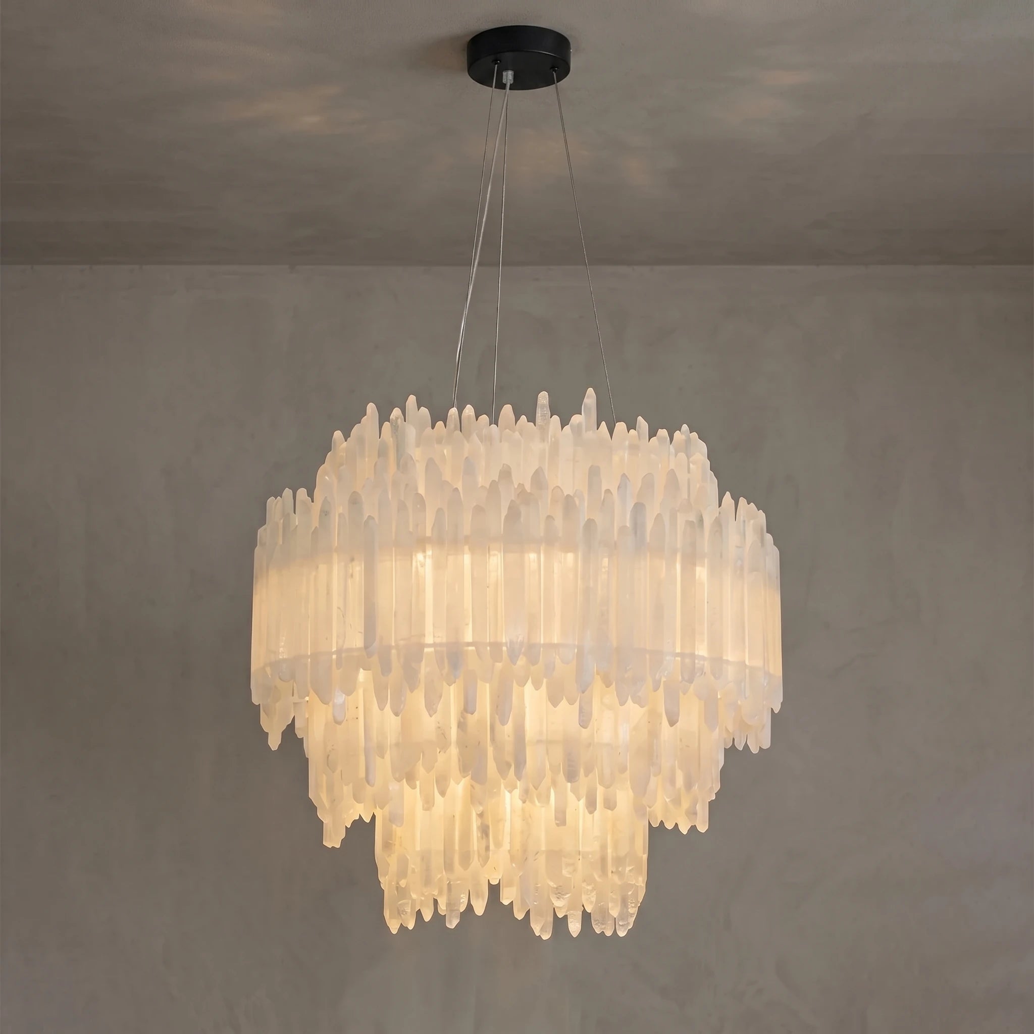 Montfaucon Round Chandelier - Grand Tiered Profile in Bold Matte Black Finish | HoaiLamp