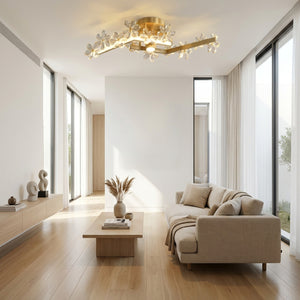 Sparkling Crystal Plum Blossom Ceiling Light - Bright Minimalist Living Room Terrace Sunshine | HoaiLamp