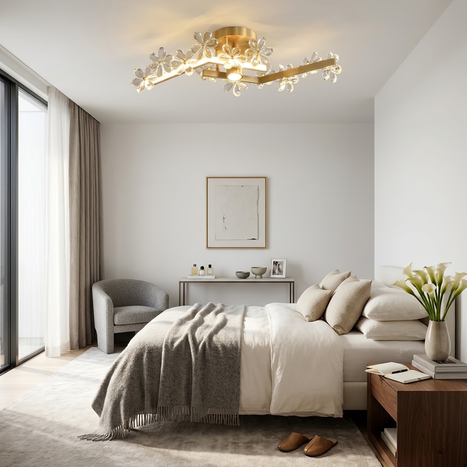 Sparkling Crystal Plum Blossom Ceiling Light - Elegant Master Bedroom Architecture Suite | HoaiLamp