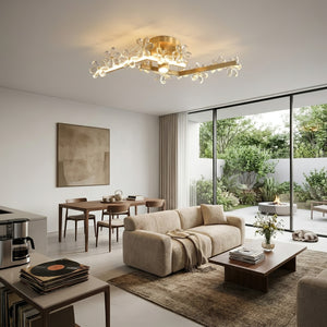 Sparkling Crystal Plum Blossom Ceiling Light - Nordic Soft Cream Apartment Panoramic Vista | HoaiLamp