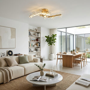 Sparkling Crystal Plum Blossom Ceiling Light - Open Concept Lounge Dining Room Scandi Vibe | HoaiLamp