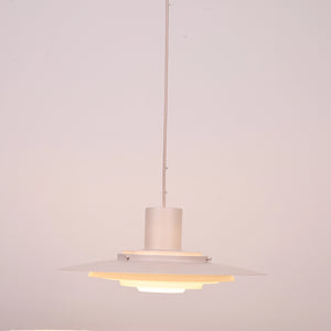 Tiered Dish-Shaped Disc Pendant - Minimalist White Low-Profile View | HoaiLamp