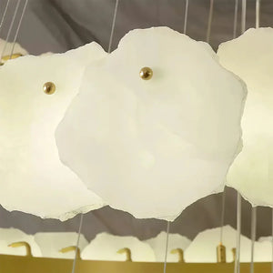 Tiered Alabaster Chandelier - Macro Close Up Organic Natural Alabaster Scalloped Plates | HoaiLamp
