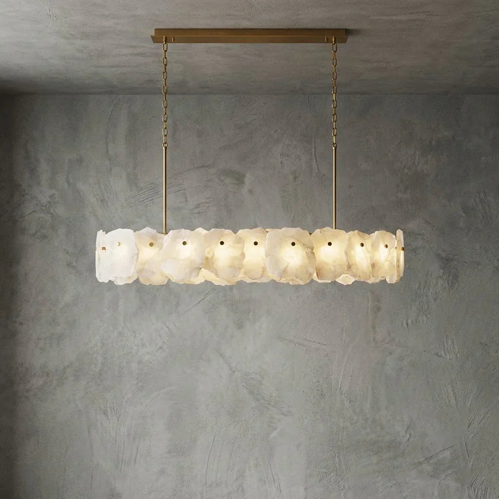 Tiered Alabaster Chandelier - Studio Grey Concrete Linear Island Pendant Atmosphere | HoaiLamp