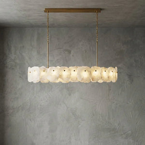 Tiered Alabaster Chandelier - Studio Grey Concrete Linear Island Pendant Atmosphere | HoaiLamp
