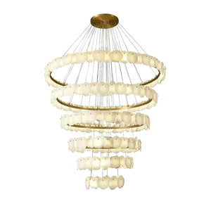 Tiered Alabaster Chandelier - Studio White Background 5 Tier Cascading Waterfall Round | HoaiLamp